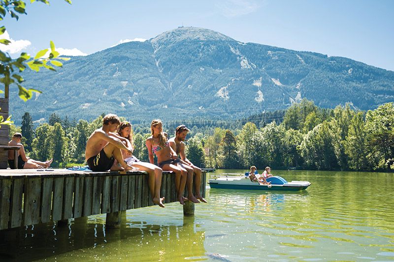 Schwimmen Sommerurlaub Lanser See Tirol